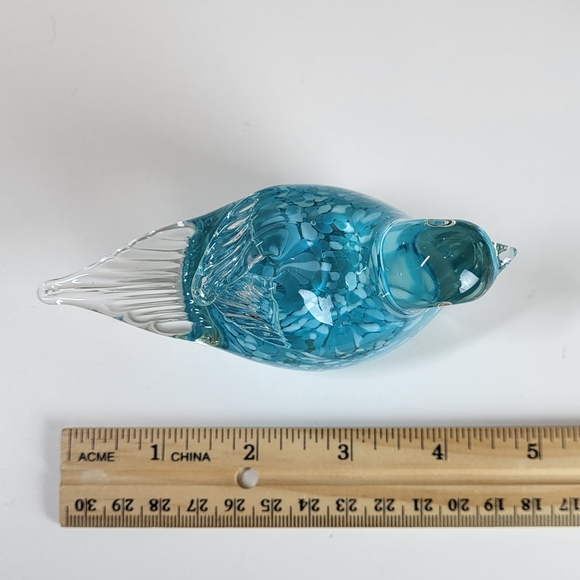 Hand-blown Glass Blue Bird Paperweight 🐦 - Picture 2 of 9
